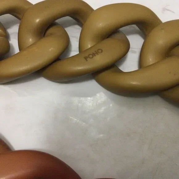 PONO by Joan Goodman Italian Resin Necklace Red Brown Tan  30" - Picture 4 of 4